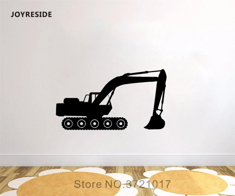 JOYRESIDE Mechanical Bulldozer Digger Big Tires Wall Vehicle Decal Vinyl Sticker Decor Boys Room Kids Children Toddler MuralA396