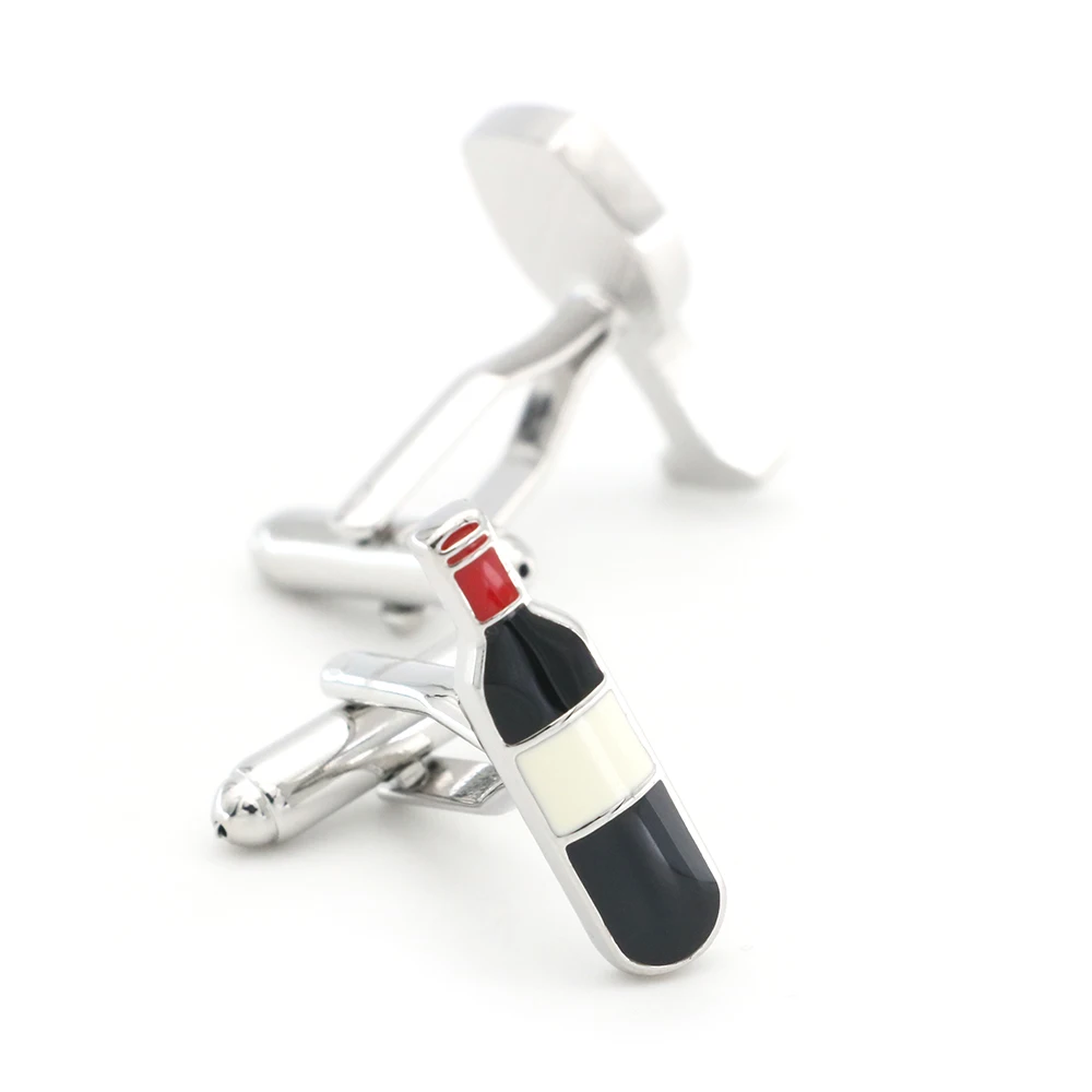 iGame Wine Bottle & Glass Cuff Links Red Color Quality Brass Material Novelty Red Wine Design Cufflinks Wholesale & Retail