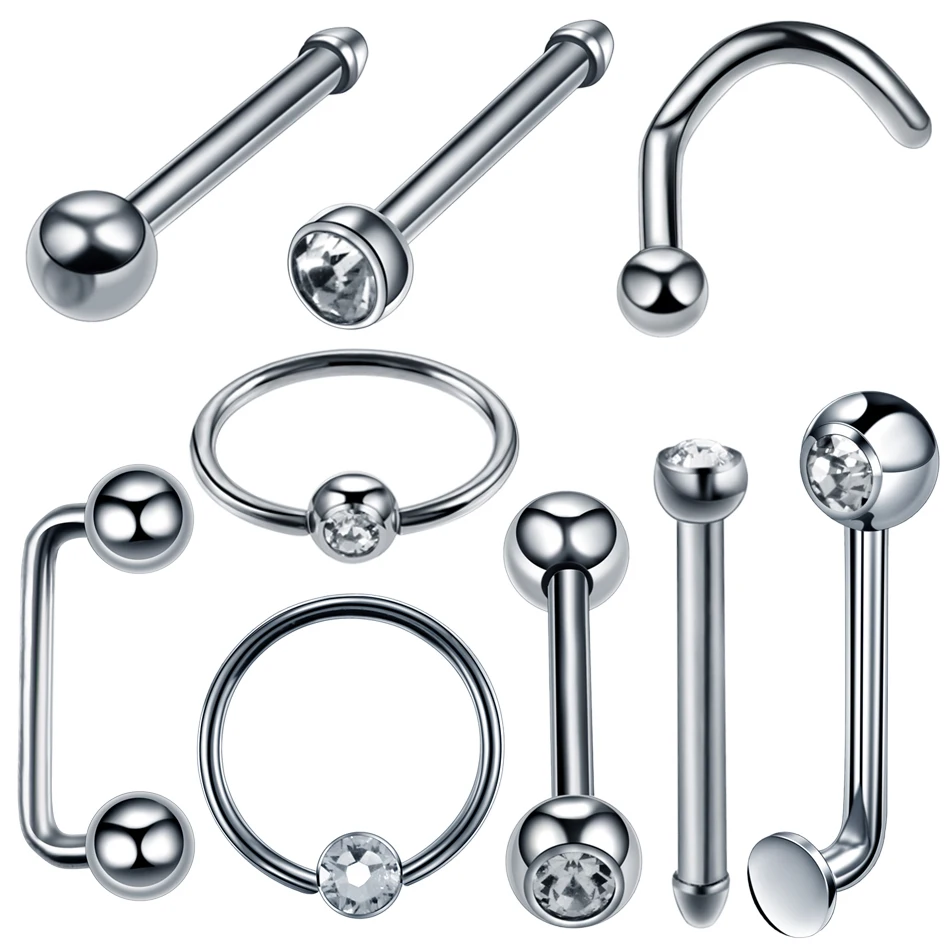 1 unidad de anillos de titanio para tornillo de nariz, Piercings de cuentas cautivas, cartílago del trago de la oreja, ceja, hélice, labio, joyería para mujer