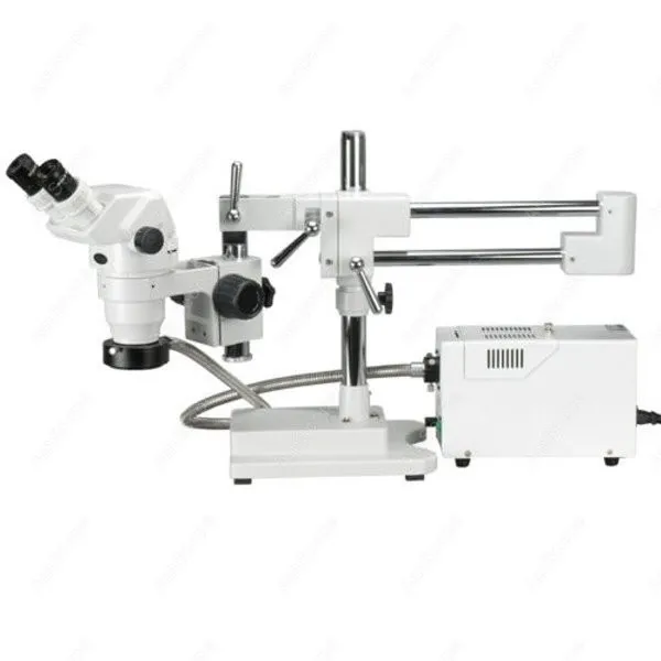 BINOCULAR STEREO BOOM MICROSCOPE-AmScope Supplies 2X-90X BINOCULAR STEREO BOOM MICROSCOPE + FIBER RING