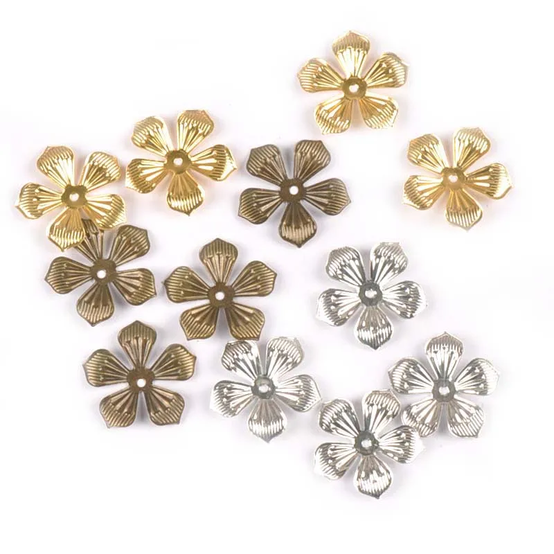 3 Colors Metal Crafts Flower Filigree Wraps Connectors Embellishments For Diy Handmade Scrapbooking Home Decor 50Pcs 22mm YK0742