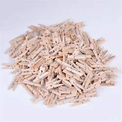 50 PCS  Mini Spring Wood Clips Clothes Photo Paper Peg Pin Clothespin Craft Clips Party Home Decoration 25mm