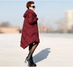 new winter down cotton jacket and long sections loose  was thin female coat Hooded A font