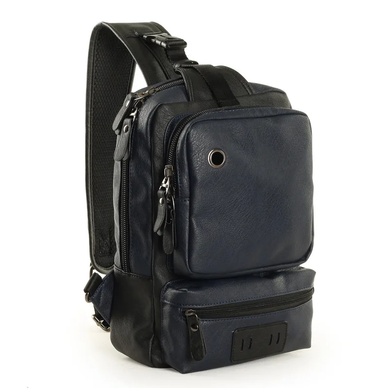 Luxury Brand Leather Men Chest Bag Casual Male Sling Messenger Crossbody Bag For Men Single Shoulder Bag Travel Strap Chest Pack