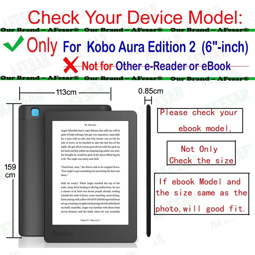 Kobo Aura Edition 2 N236 e-kitap için ince kabuk akıllı uyku/uyandırma rahat 6 inç Kobo Aura Edition 2 saf kapak