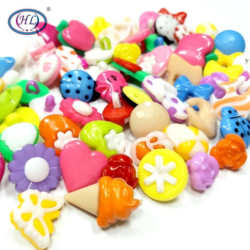 HL 50/150pcs Lots Assorted Patterns Shank Cartoon Plastic Buttons Children\'s Dolls Sewing Accessories DIY Scrapbooking Crafts