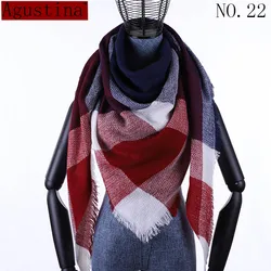 women Plaid scarf winter cashmere tartans scarf shawl poncho triangle scarfs luxury capes pashmina ladies scarves womens shaws