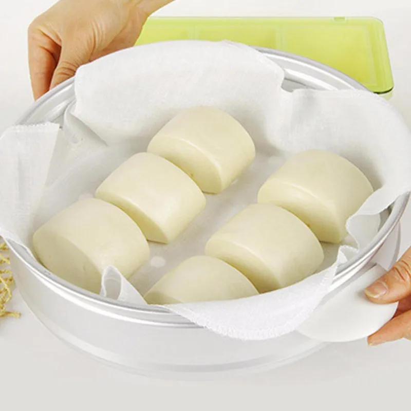 Non-Stick Bleached Steaming Pot Cloth, Cheese Clothes, Rice Steamed Stuffed Bun, 100% Cotton, 32x32cm, 10Pcs