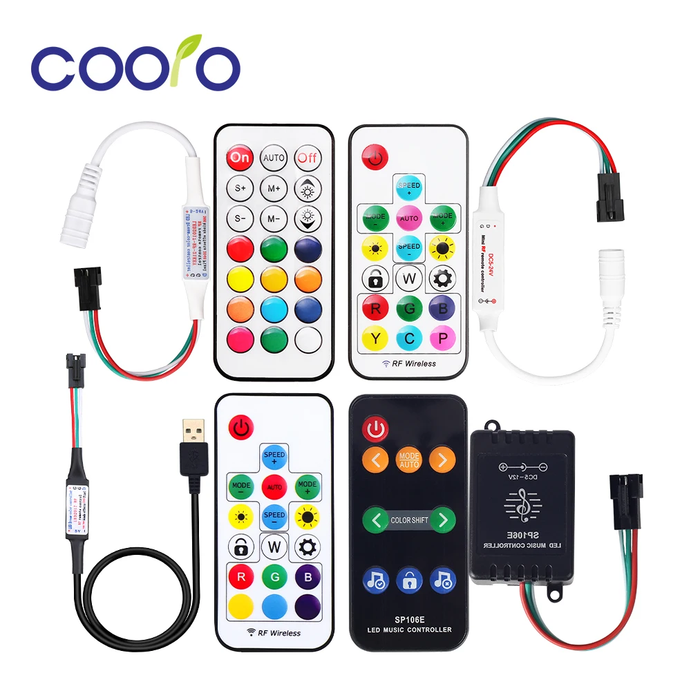 5-24V Mini 3 Key Rf 17 Key 21 Key Led Pixel Strip Licht Controller Usb 17 Sleutel SP110E Bluetooth App Controller Voor WS2811 WS2812B