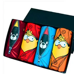 Lot de 4 caleçons en bambou pour homme, sous-vêtements Sexy et humoristique, Boxer avec dessin animé, ours, oiseaux, culotte pour homme, grand renflement, Slim