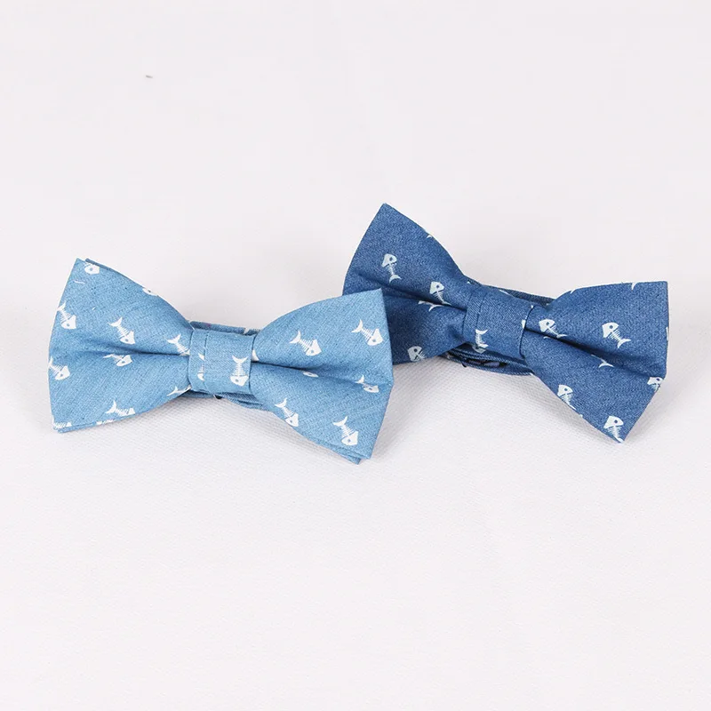 Fashion Anchor Bow Tie Men's Cotton Butterfly  for Suits British Style Bowtie Blue Fishbone Skulls Printed Wedding party Cravat