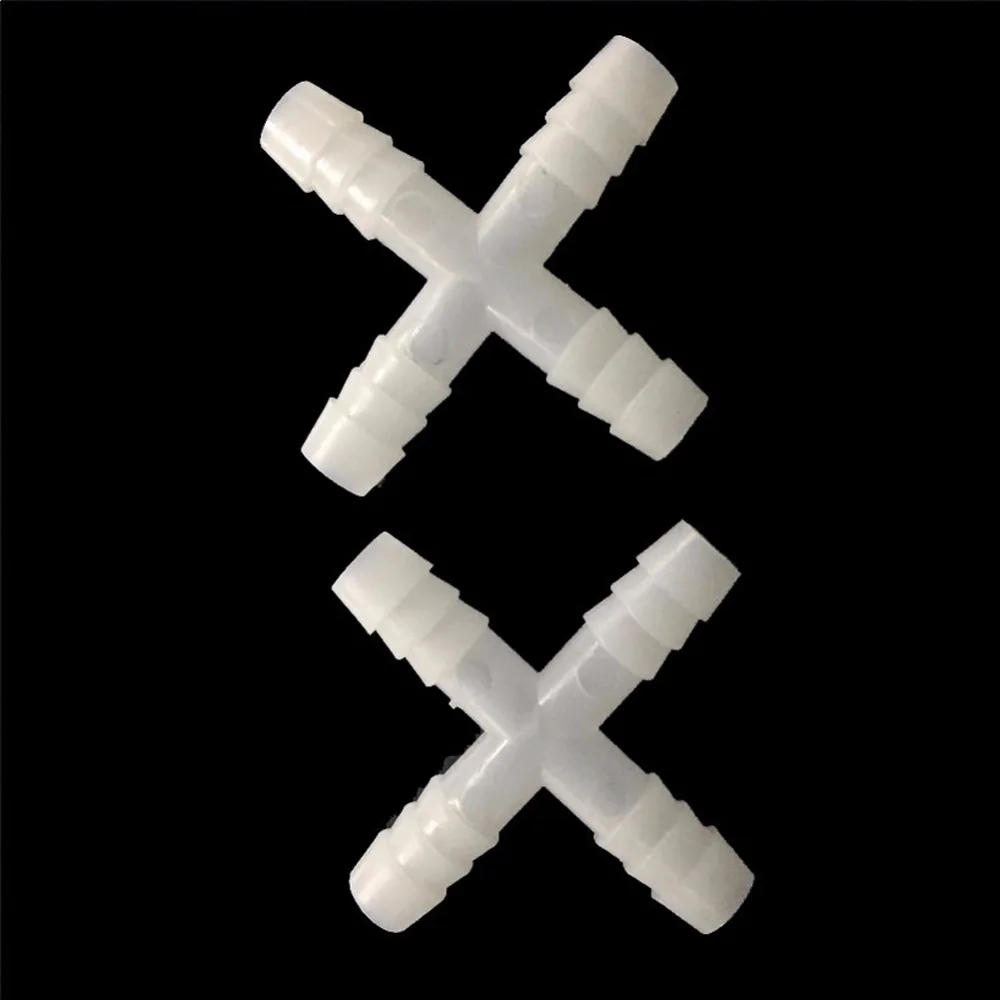 20pcs 8mm 4 way cross barb tee connector water splitter irrigation fitting for garden hose garden watering system greenhouse