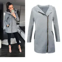 Women Hoodies Autumn Winter Clothes Warm Fleece Jacket Slant Zipper Collared Coat Casual Sweatshirt Outwear Tops Female Coat