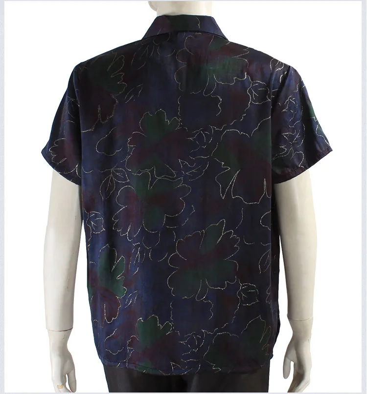 Nieuwe collectie pure gambiered Guangdong zijde lady print shirt, 100% zijde turn-down kraag korte mouwen vrouwen, zijde blouse