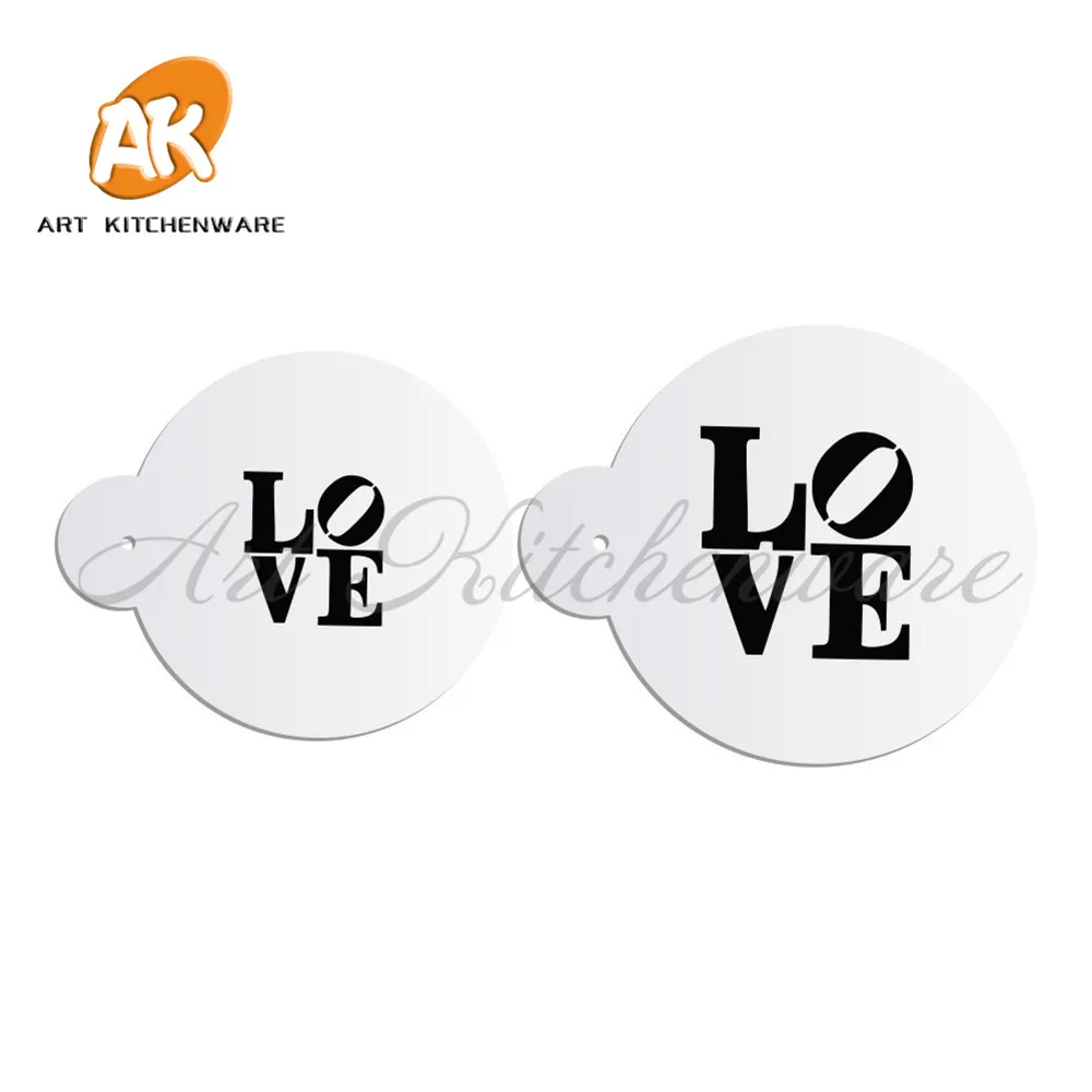 2PCS LOVE Valentine Cookie Stencil Cupcake Stencil Mold Stencil for Cake Decorating Tools Set Cupcake Stencil Cake Tools ST-680