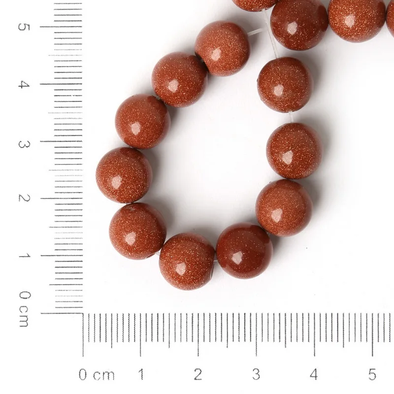 Gold Sand Natural Stone Beads Round Spacer Loose Beads 15\