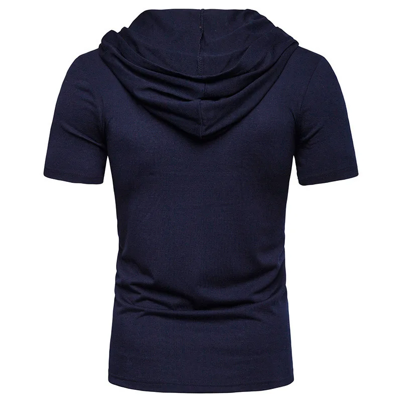 Hooded T Shirt Men 2021 New Short Sleeve Streetwear O Neck Mens tshirts Summer Casual Slim Fit Hoody Tee Shirt Homme Top Tees