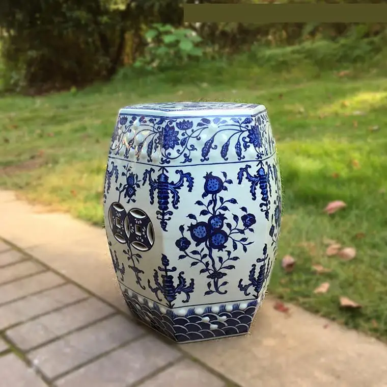 Jingdezhen Hand-painted Blue And White Porcelain Drum Stool Living Room Sofa Several Sample Rooms ceramic stool