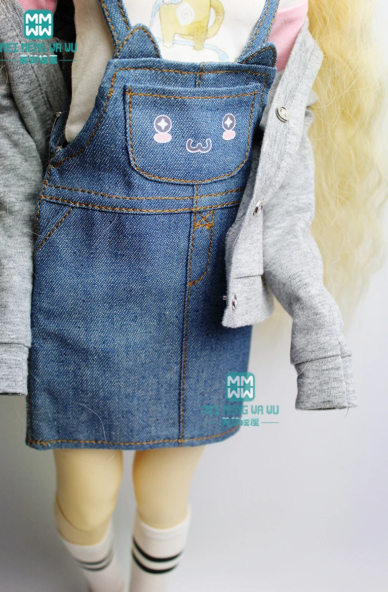 60cm bjd Puppen kleider für bjd Puppen mode lässig Jeans rock Strickjacke Socke