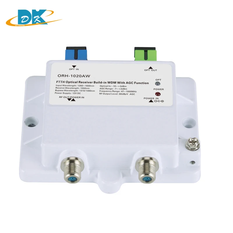 FTTH Optical Receiver ORH-1020AW Build-in WDM With AGC Function 47-1000MHz 1310nm/1490nm Optical Bypass Port to ONU