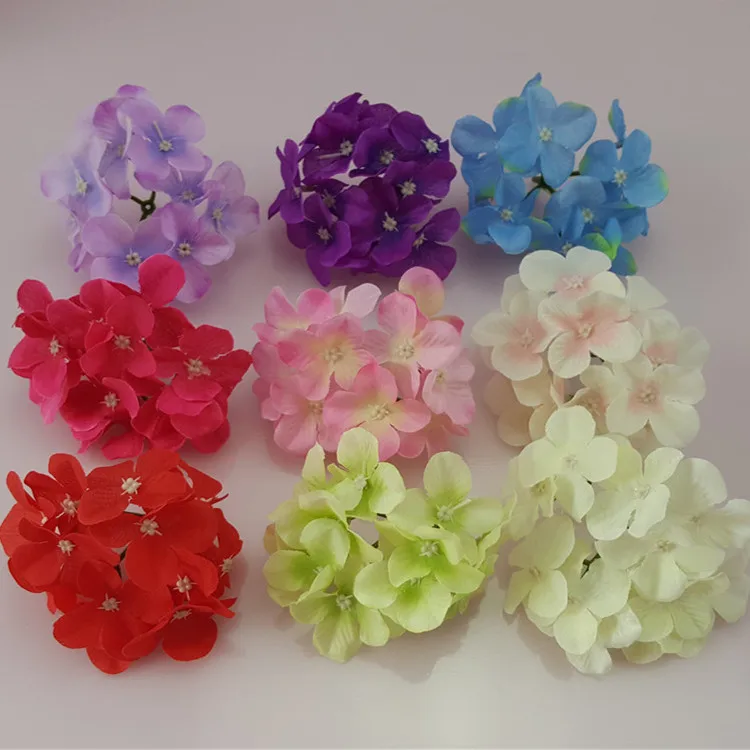 20pcs Silk Hydrangea Flower Heads For Wedding Party Decorations 11 Colors Artificial Hydrangea For Wedding Cake Topper Decor