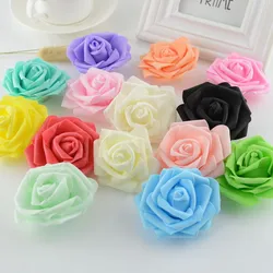 20pcs 7CM PE Foam Roses Artificial Flowers For Wedding Car Decoration DIY Pompom Wreath Decorative Fake Plant Garlands Marriage