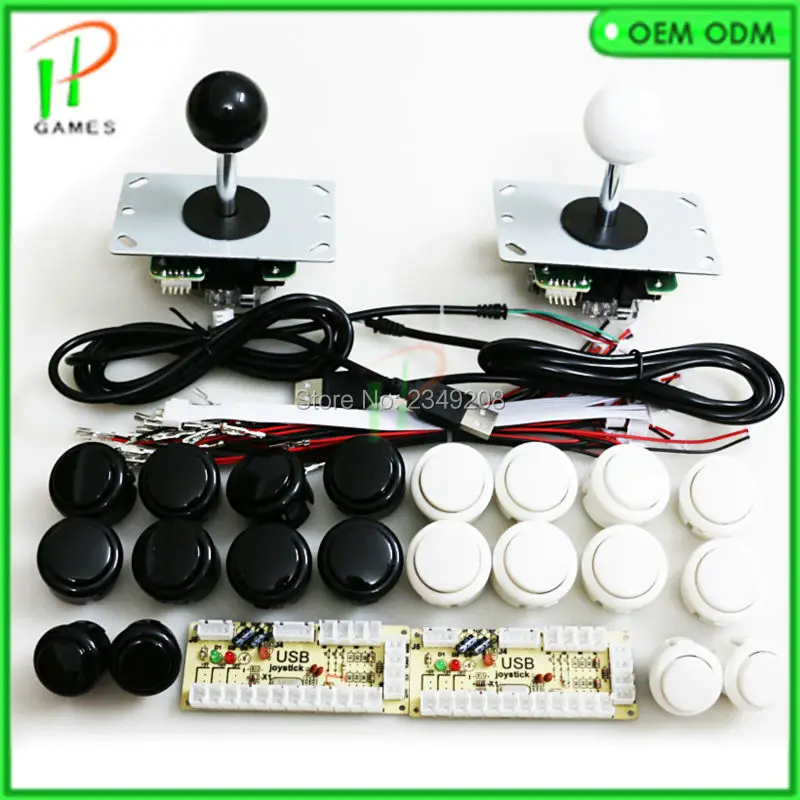 Arcade pack 2 players Zero Delay USB Encoder To PC +Arcade Joystick +Sanwa type Push Button for diy joystick kit jamma Mame