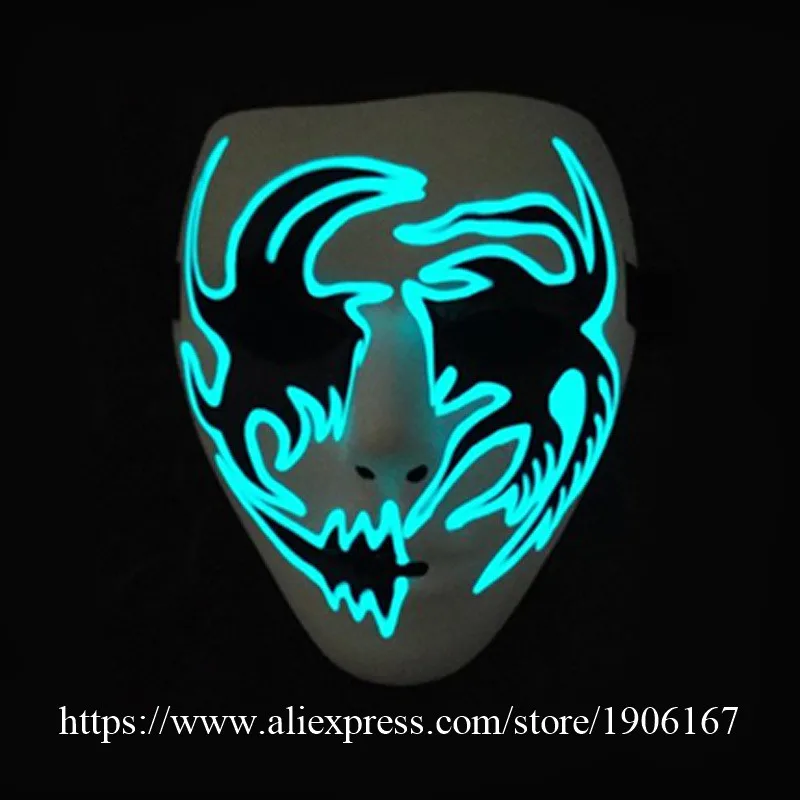 Led Flashing El Wire Haloween Mask Led Glowing Beauty Christmas Party Mask Luminous Festival Event Mask Stage Dance Wear