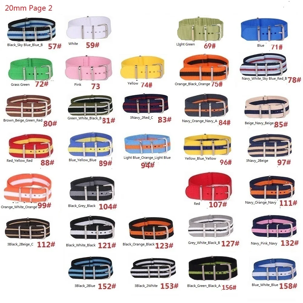 10pcs Wholesale Lot Stripe Retro 20 mm Strong Military Army fabric Nylon Watch Woven Strap Band Buckle belt 20mm watchbands