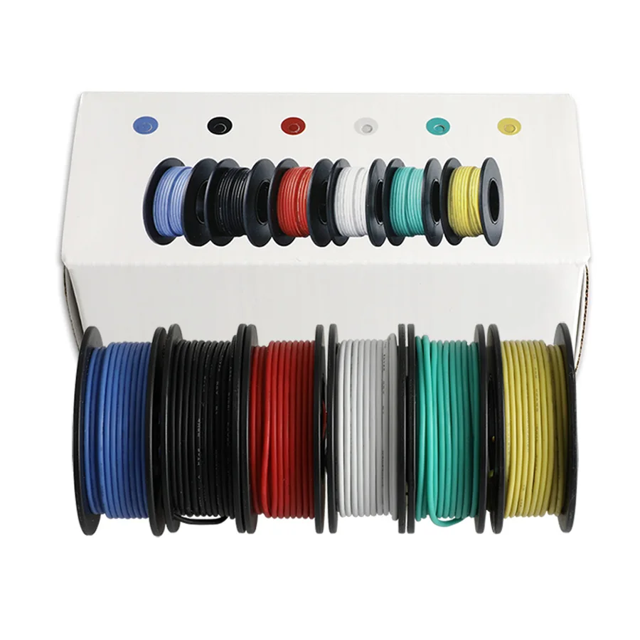 79ft Electrical Wire UL3132 18AWG Tinned Copper Stranded Wire Soft Silicone Insulator -60℃ to 150℃ 300V Hook-up Wire 6 Colors