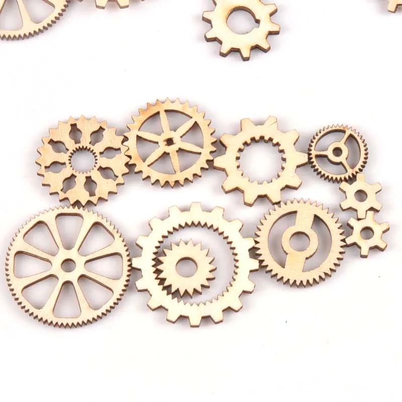 20pcs 13-40 millimetri Misto Gear Wheel Ornamenti In Legno Scrapbooking Decorazione di Legno del Mestiere di DIY Accessori Fatti A Mano m1816