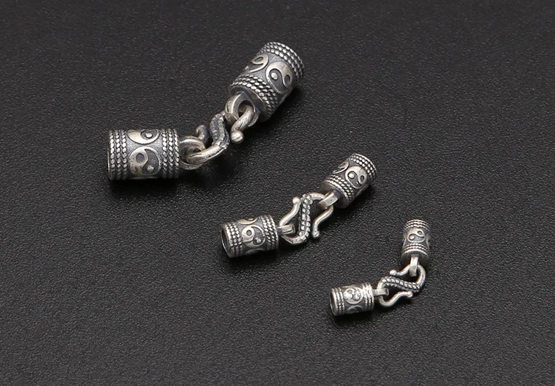 100% 925 Silver Bracelet Fasteners Sterling Necklace Fasteners Pure Silver Jewelry Clasp Hook Fengshui Bagua Symbol Good Luck