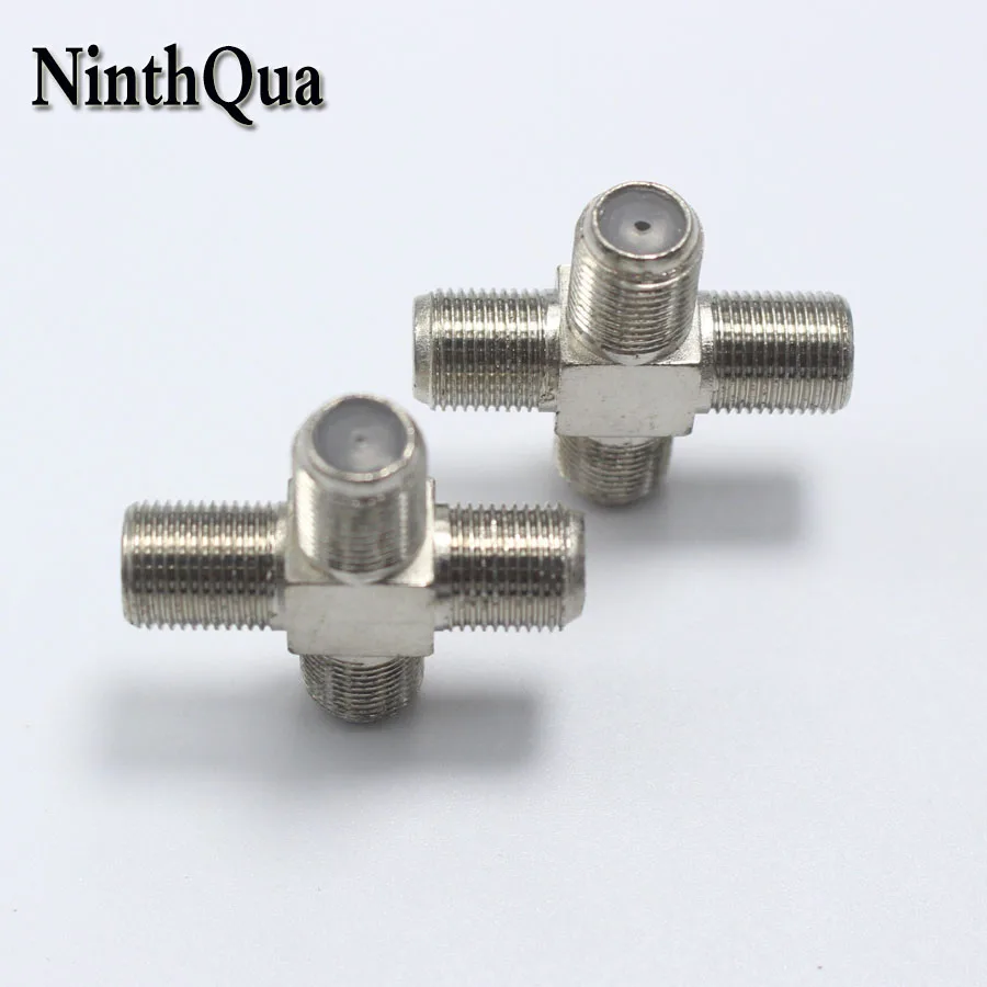 2pcs Inch F Female to Female Plug  jack 3 in 1  TV General Head Inch Plug RF Connector Antenna adapter Nicekel Plated