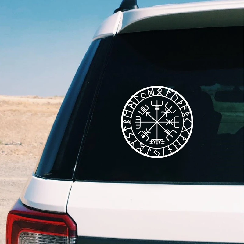 Viking Protection Runes Vegvisir Compass Talisman Red Vinyl Decal Car Decor , Removable Laptop Vinyl Sticker For Apple MacBook