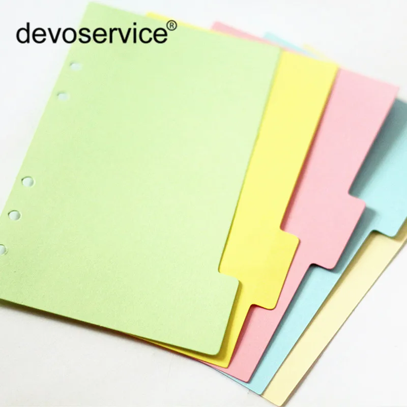 5Pcs/Lot Cute A5 Colorful Index Page Kawaii Standard 6-Hole Notebook Slip Sheet Paper Bookmark School Office Binding Supplies