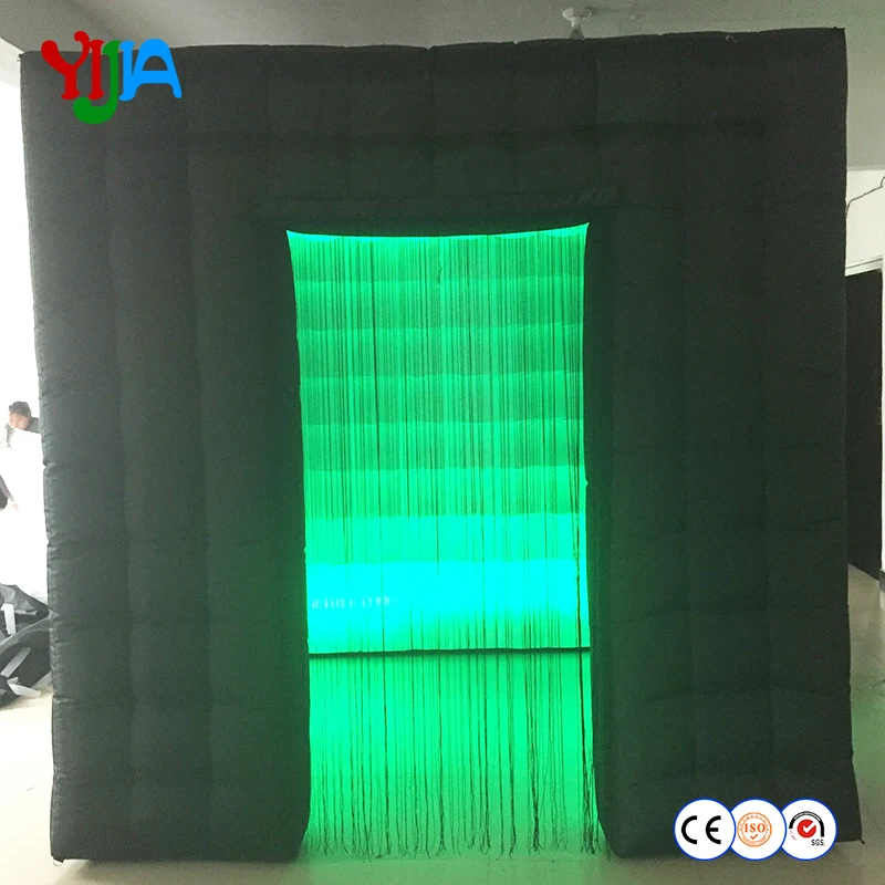 DHL Free Shipping 8.2ft Square Inflatable Photo Booth With LED strips On The Bottom And Top With 2 Doors For Party Events