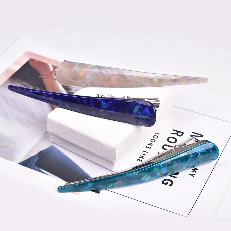 RE Large Bright Colorful Barrette Horn Hair Clip Acrylic Long Stick Hairpins Shower Makeup Ponytail Holder Hair Claws Clamp A34