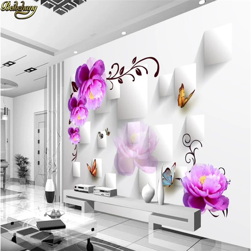 Beibehang Aangepaste Behang Grote Muurschildering Muurstickers 3D Doos Rozen Verse Stereo Tv Muur Papel De Parede