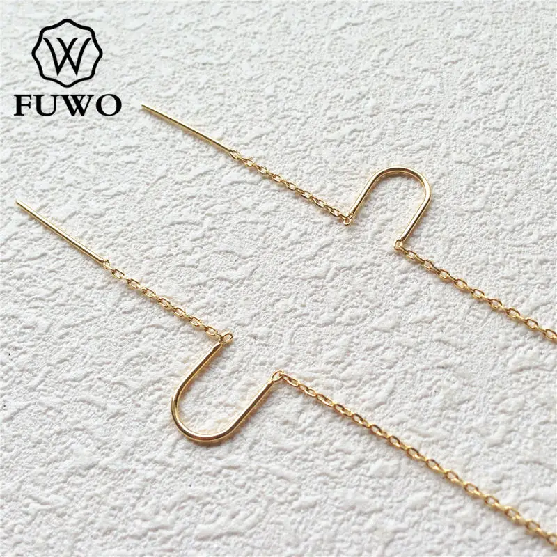 FUWO Wholesale High Quality Golden Plated Threader Chain Earrings Accessories For DIY Jewelry Making 20Pairs/Lot B006 55*8mm