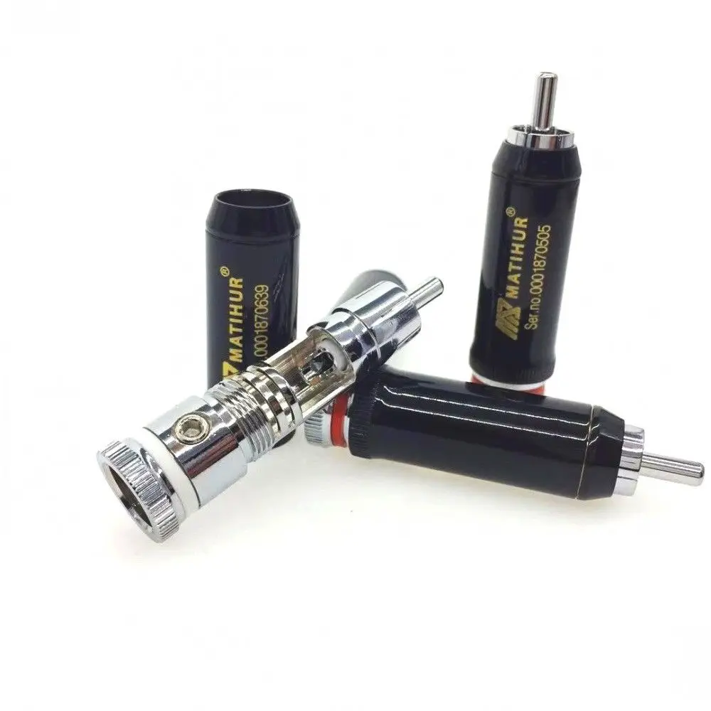 Hi-end copper Rhodium Plated RCA plug lock Soldering Audio/Video plugs connectors 4pc