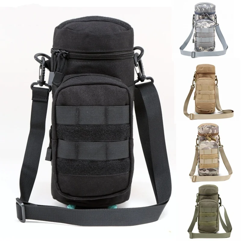 

1000D Outdoor Tactical Molle Water Bottle Pouch Travel Hunting Camping Airsoft Kettle Waist Bag With Shoulder Strap