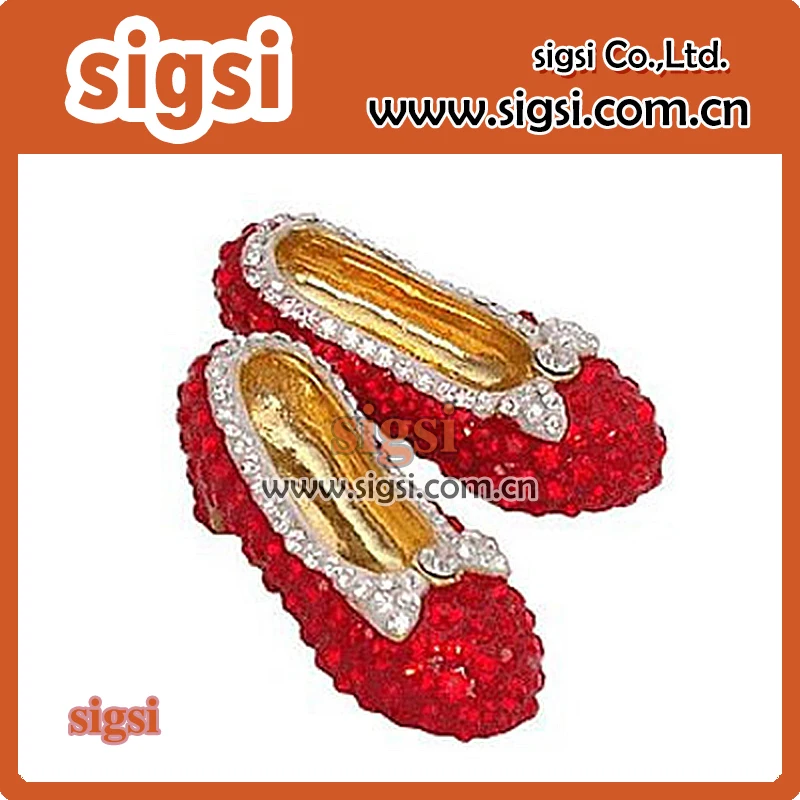 50/100pcs wholesale red shoes brooch metal acrylic charm rhinestone brooch pin for gift/cloth decoration