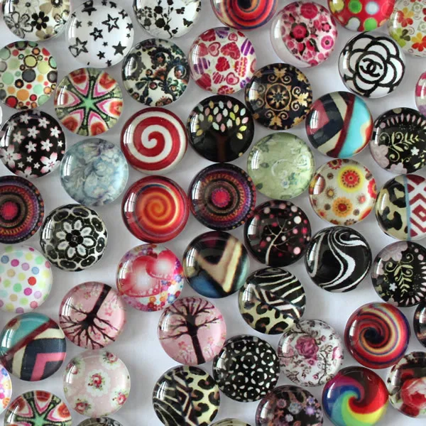 8mm 10mm 12mm 14mm 16mm 18mm 20mm Random Mixed  Round Pattern Glass Cabochons Flatback Photo Dome Cameo Pendant Settings K02711