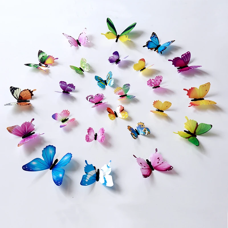 12Pcs/Set Luminous Butterfly Wall Stickers Living Room Butterflies For Wedding Party Decoration Home 3D Fridge Decals Wallpaper