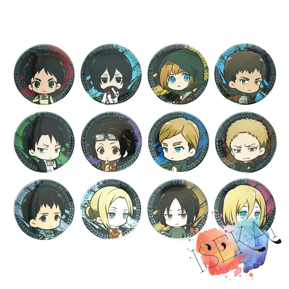 Attack Titans Anime Badge Eren Levi Armin argelt Zoe Hange Annie Leonhardt camicetta in metallo distintivo spilla spille