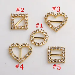 10 pz/pacco mix Oro fibbie di Strass diapositiva fibbie/FAI DA TE accessorio dei capelli Da Sposa/Cerimonia Nuziale di Iniziazione Del Nastro di Cristallo