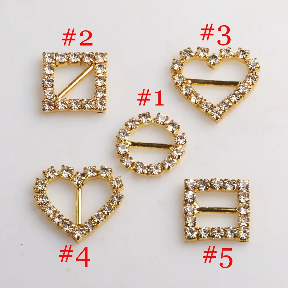 10pcs/pack mix Gold Rhinestone buckles slide buckles/DIY hair accessory/Wedding Initiation Ribbon Crystal