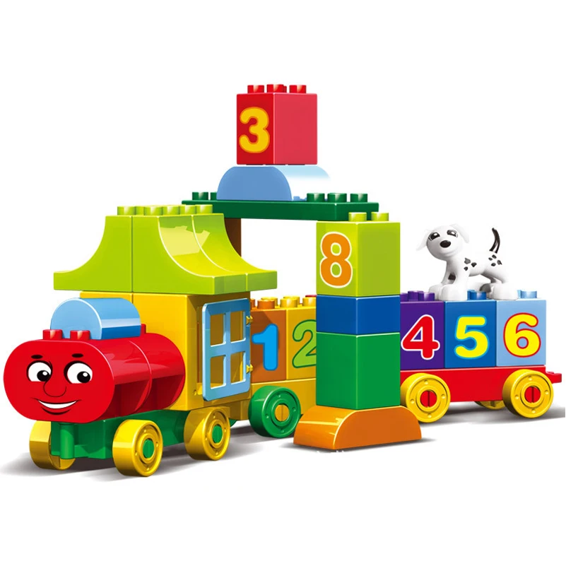 50pcs Duploed Number Train Large particles Building Blocks Train Number Bricks Educational Baby City Toys For Children Gift