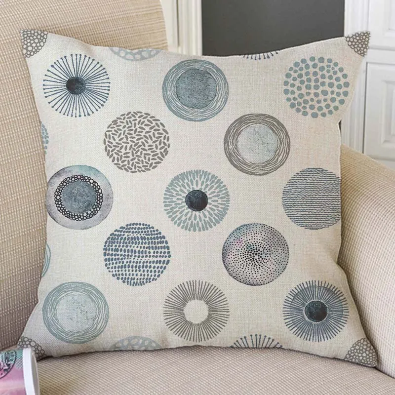 Nordic Home Decorative Sofa Throw Pillow Cover Dandelion Shape Geometric Cells Section Cotton Linen Chair Cushion Cover 45x45cm