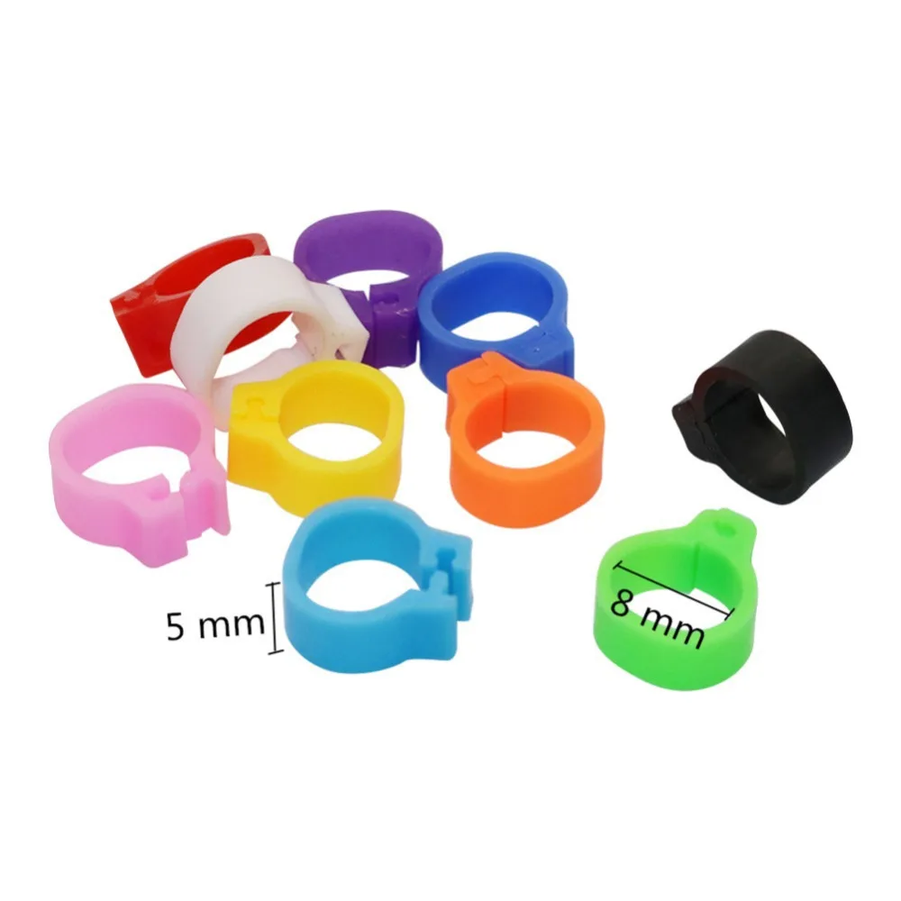 100 pcs Inner Diameter 8MM 10MM Bird Plastic Clip Rings Pigeon Colored Foot Ring 10 Colors Pigeon Supplies